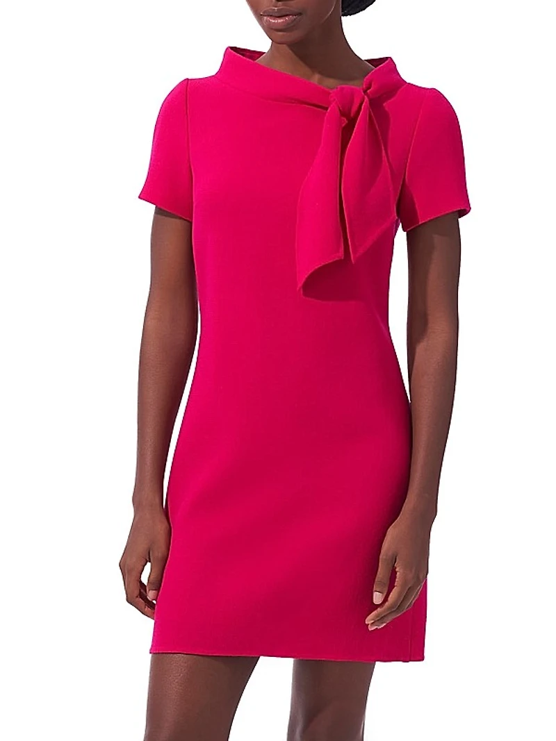 Virgin Wool Tie Boatneck Minidress