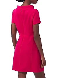 Virgin Wool Tie Boatneck Minidress