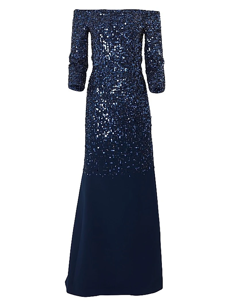 Embellished Off-The-Shoulder Gown