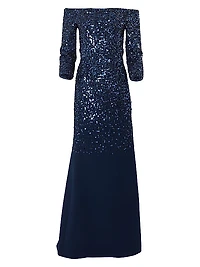 Embellished Off-The-Shoulder Gown