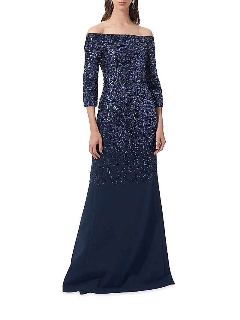 Embellished Off-The-Shoulder Gown