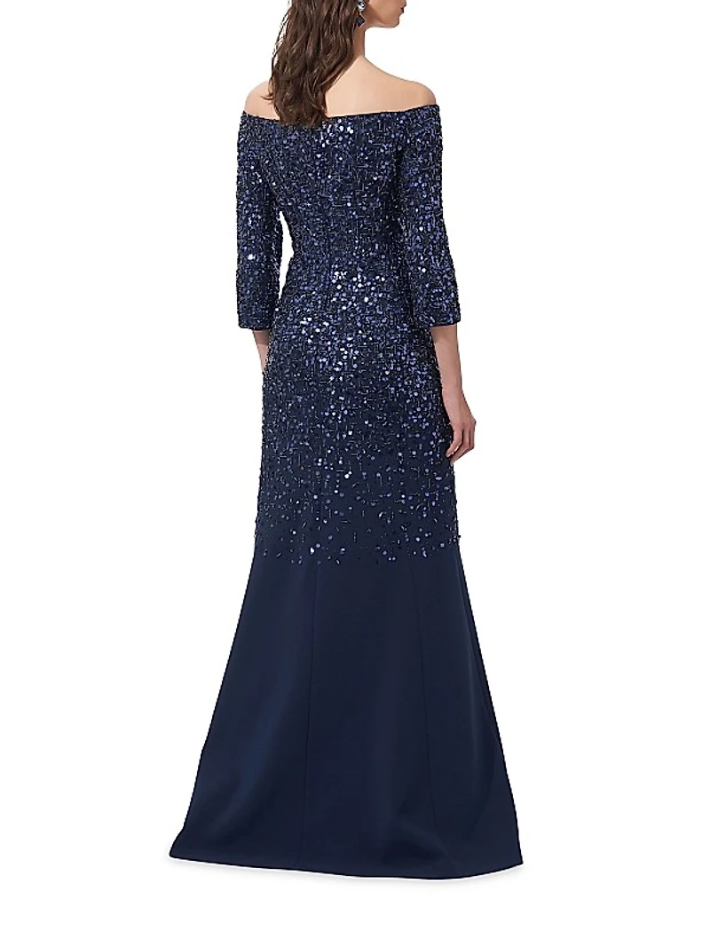 Embellished Off-The-Shoulder Gown