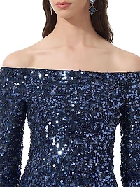 Embellished Off-The-Shoulder Gown