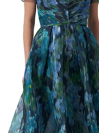 Floral Silk V-Neck Midi-Dress