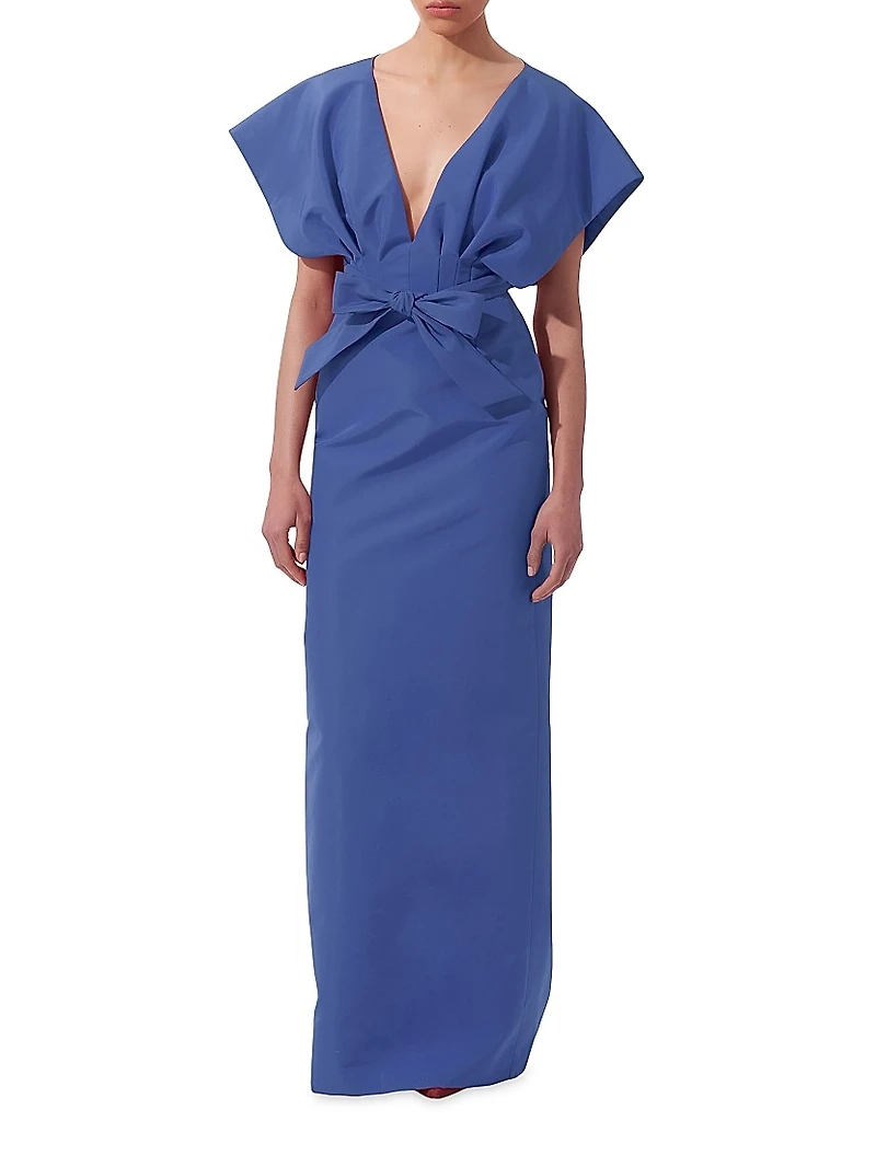 Silk V-Neck Column Gown