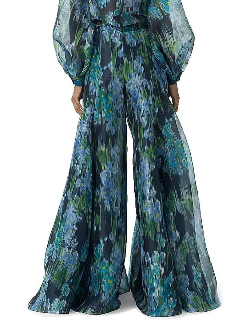 Floral Silk Palazzo Pants