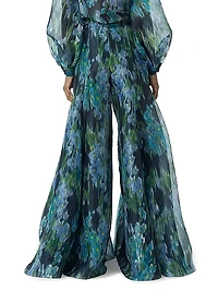Floral Silk Palazzo Pants