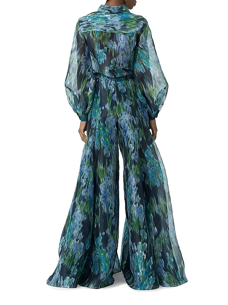 Floral Silk Palazzo Pants