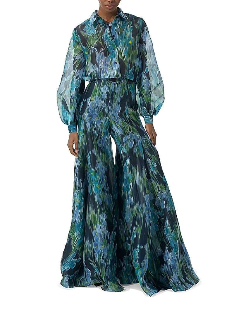 Floral Silk Palazzo Pants