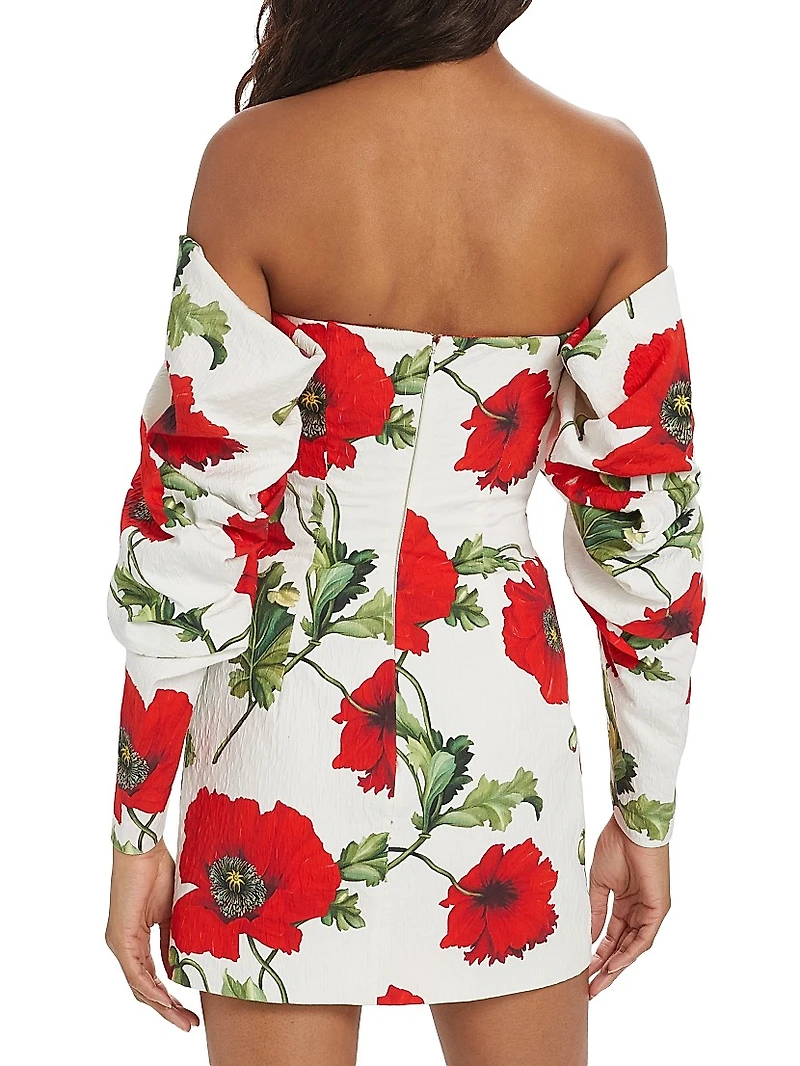 Poppies Cotton-Blend Draped Off-the-Shoulder Minidress