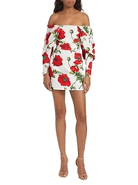 Poppies Cotton-Blend Draped Off-the-Shoulder Minidress