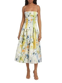 Abstract Brushstroke Satin Dress