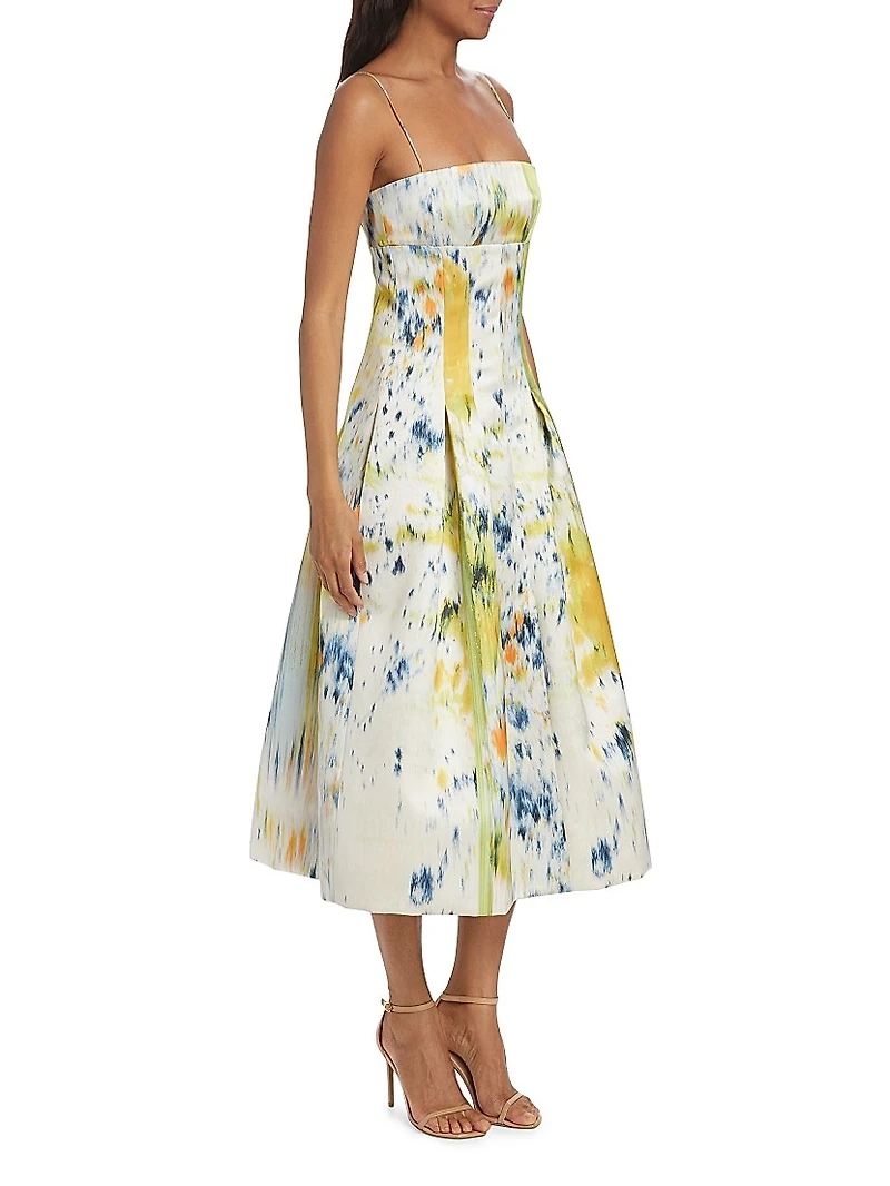 Abstract Brushstroke Satin Dress