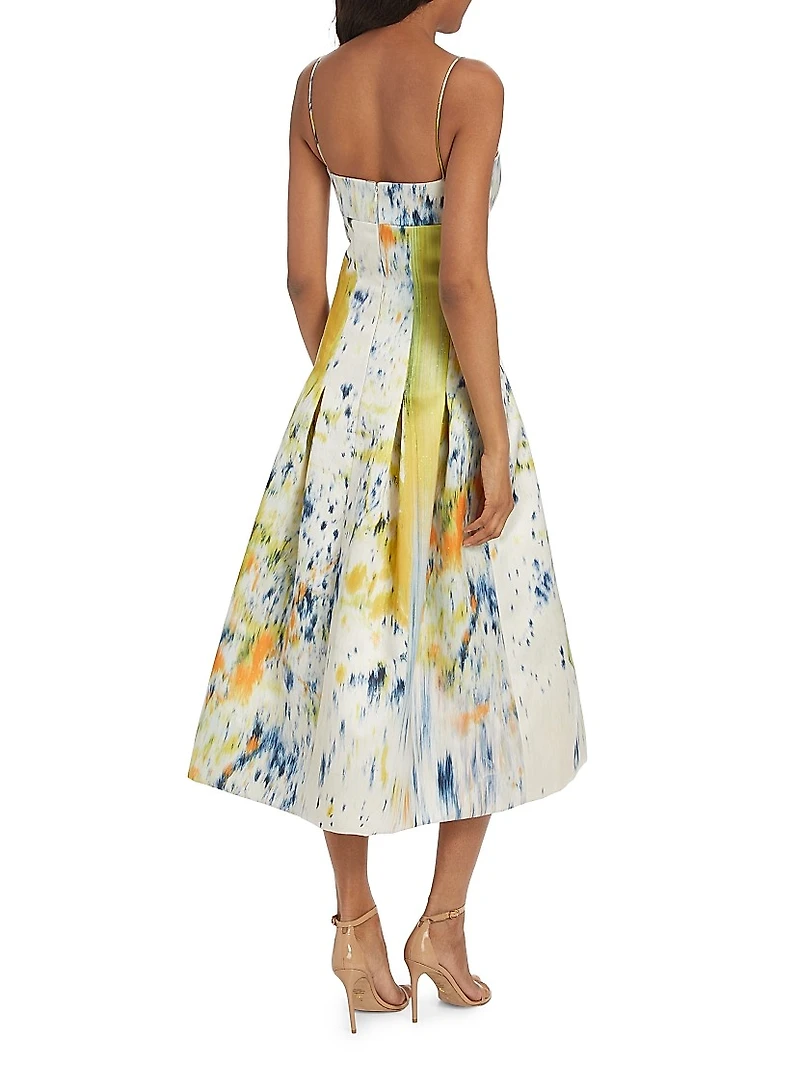Abstract Brushstroke Satin Dress