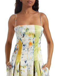Abstract Brushstroke Satin Dress