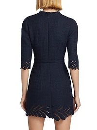 Fern Embroidered Wool-Blend Tweed Minidress