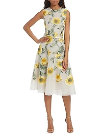 Poppies Silk-Blend Fil Coupé Midi-Dress