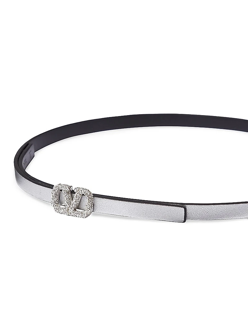 VLogo Signature Reversible Belt in Shiny Calfskin