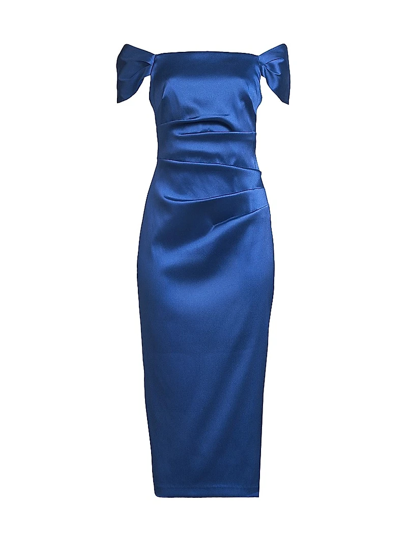 Stretch Mikado Off-the-Shoulder Midi-Dress