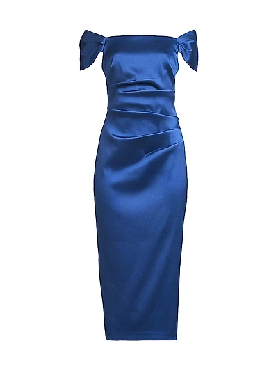 Stretch Mikado Off-the-Shoulder Midi-Dress