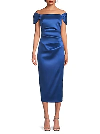 Stretch Mikado Off-the-Shoulder Midi-Dress