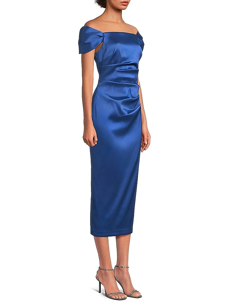 Stretch Mikado Off-the-Shoulder Midi-Dress