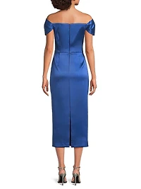 Stretch Mikado Off-the-Shoulder Midi-Dress