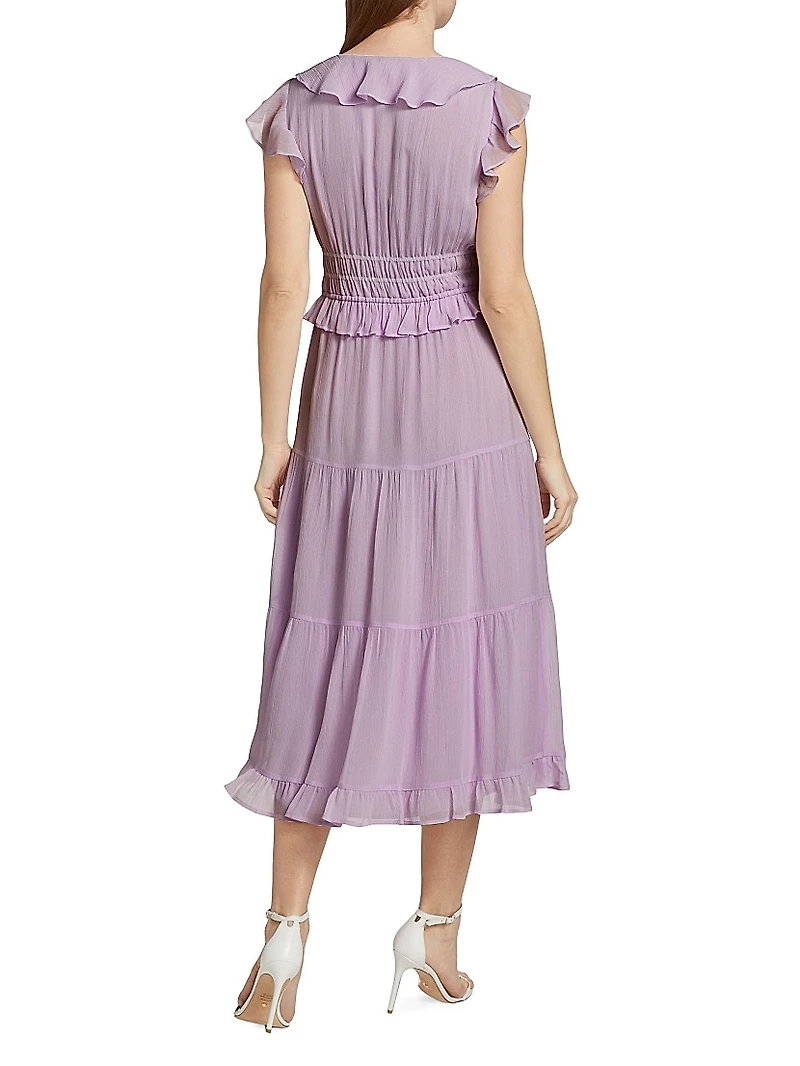 Paradis Silk Ruffled Midi-Dress