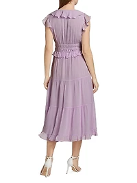 Paradis Silk Ruffled Midi-Dress