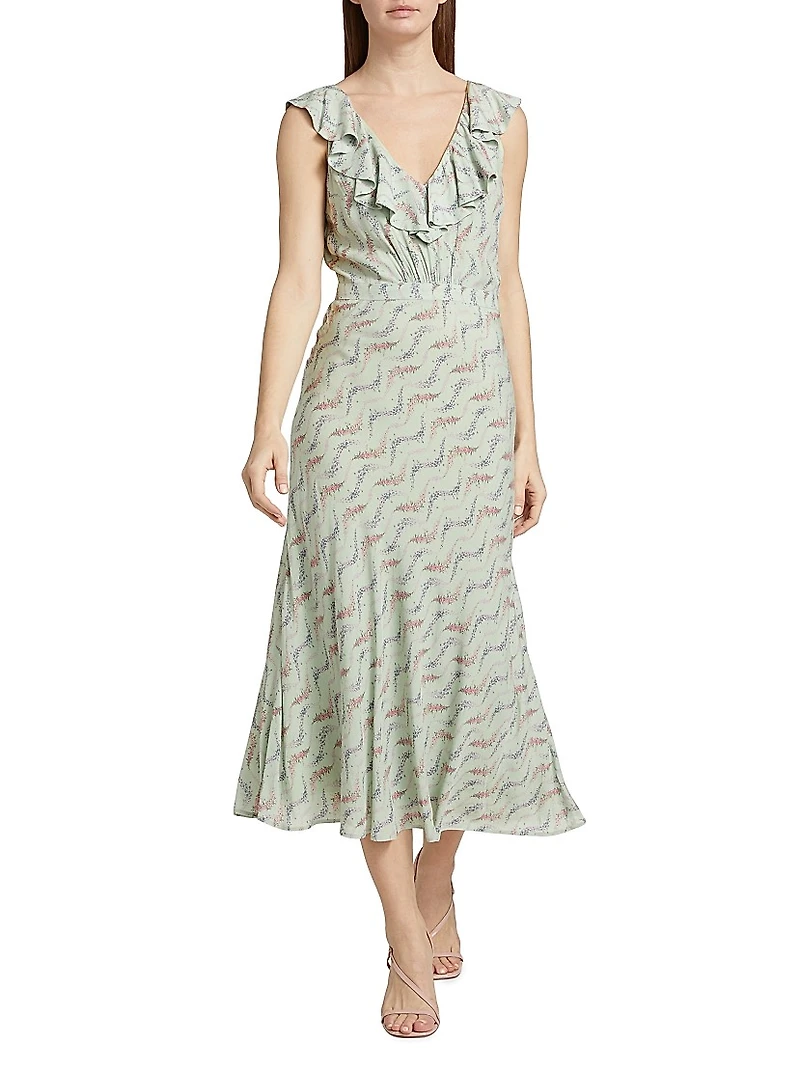 Shona Floral Ruffled Midi-Dress