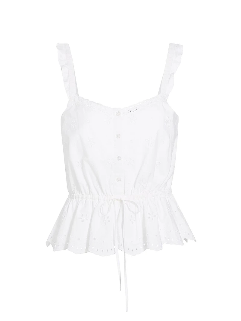 Marsa Eyelet-Embroidered Peplum Top