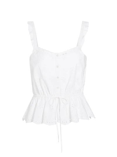 Marsa Eyelet-Embroidered Peplum Top