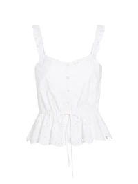 Marsa Eyelet-Embroidered Peplum Top