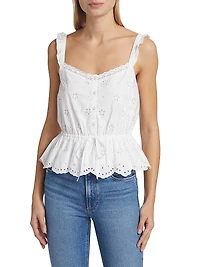 Marsa Eyelet-Embroidered Peplum Top