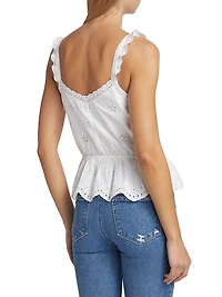 Marsa Eyelet-Embroidered Peplum Top