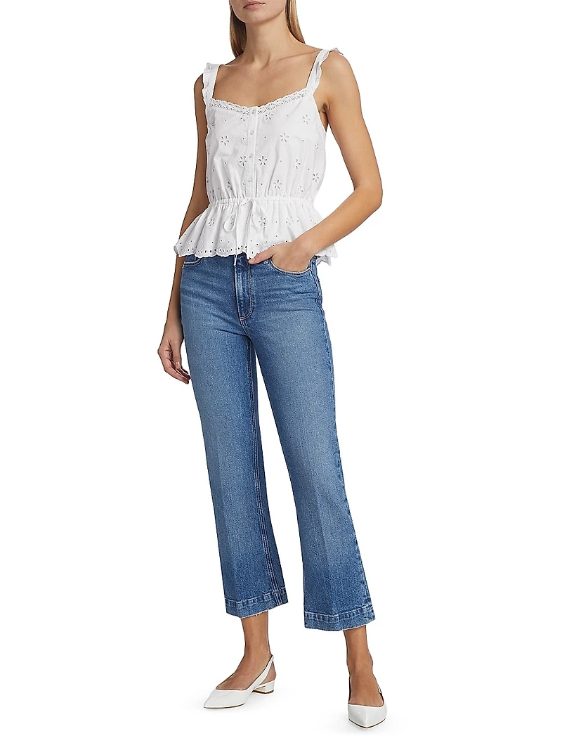 Marsa Eyelet-Embroidered Peplum Top