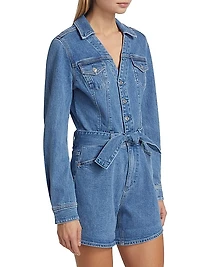 Maggy Long-Sleeve Denim Romper