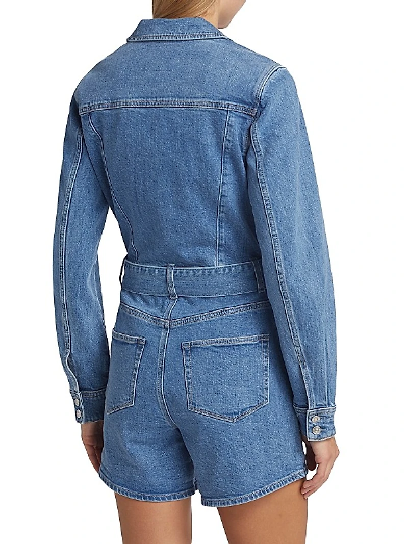 Maggy Long-Sleeve Denim Romper