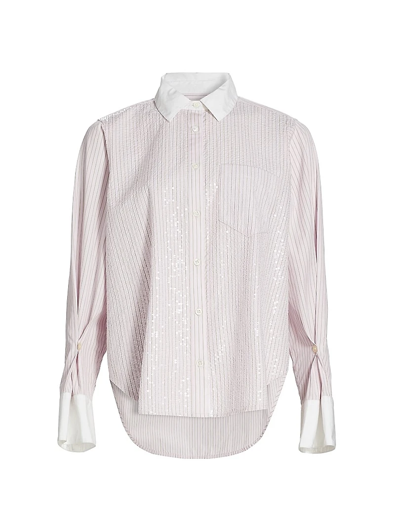 Wesley Sequined Striped Cotton Shirt