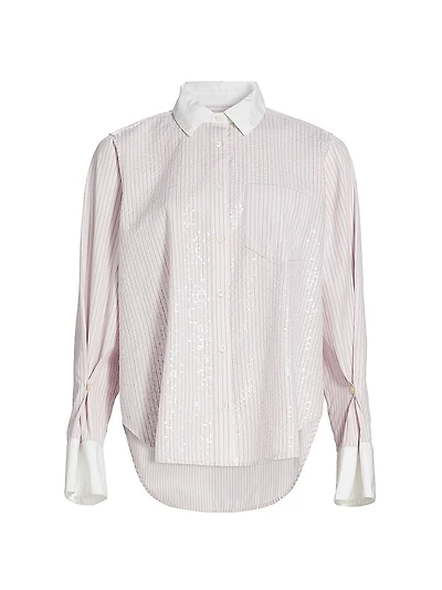 Wesley Sequined Striped Cotton Shirt