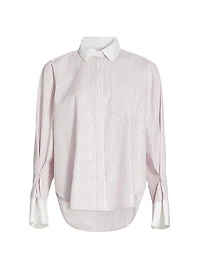 Wesley Sequined Striped Cotton Shirt