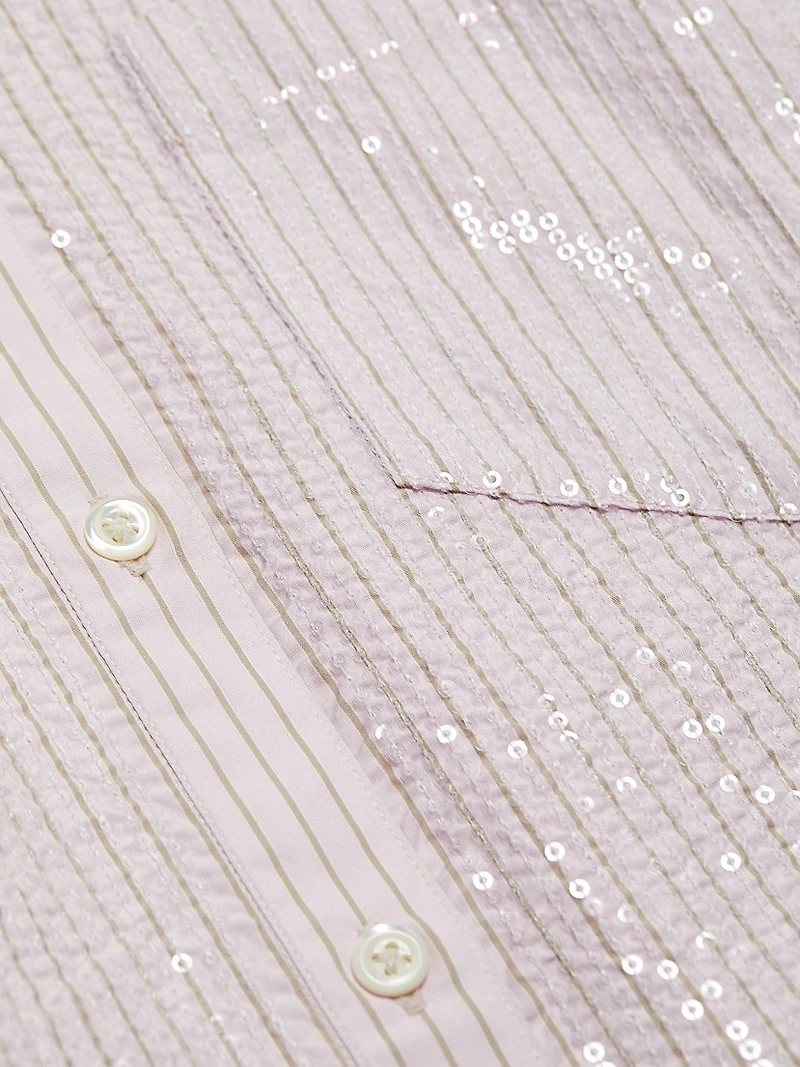 Wesley Sequined Striped Cotton Shirt