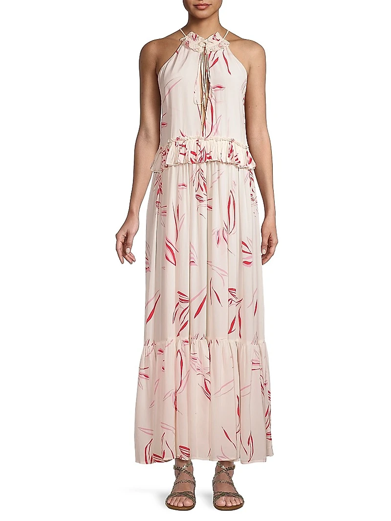 Summer Reverie Alegra Keyhole Crêpe De Chine Maxi Dress
