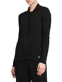 Rib-Knit Wool-Blend Cardigan