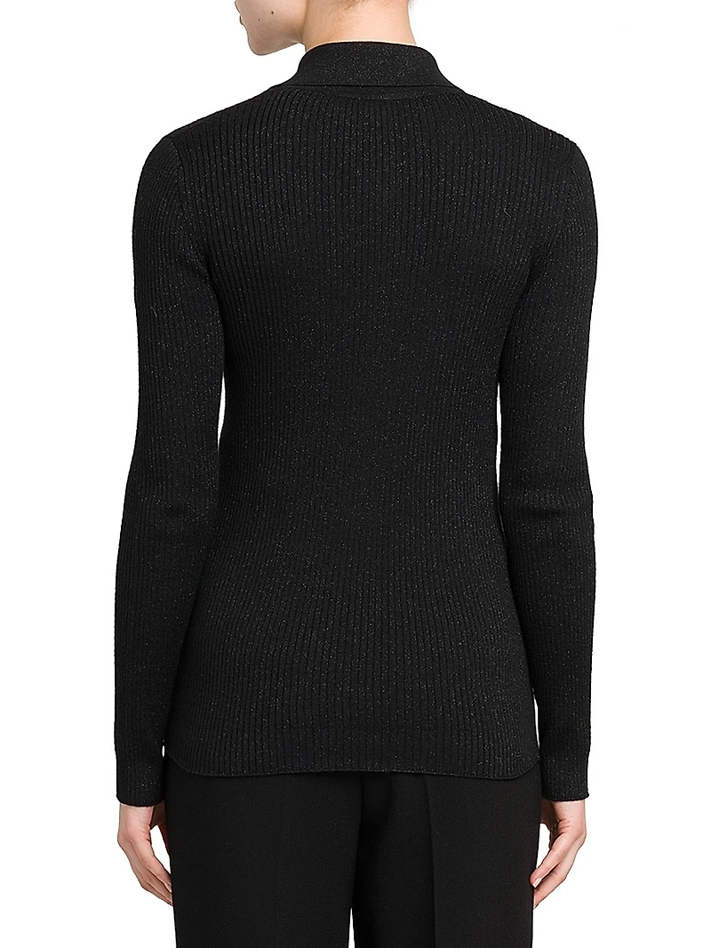 Rib-Knit Wool-Blend Cardigan