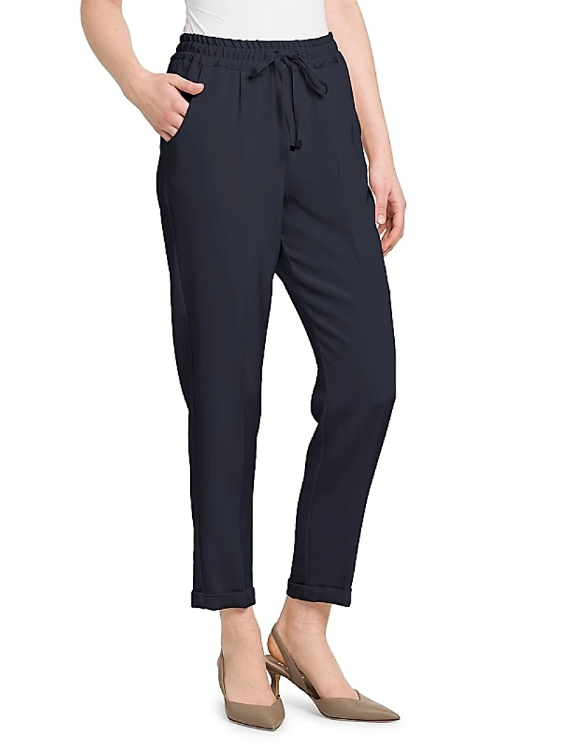 Drawstring Stretch Silk Pants