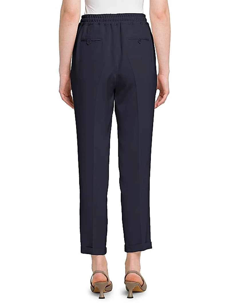 Drawstring Stretch Silk Pants