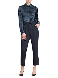Drawstring Stretch Silk Pants
