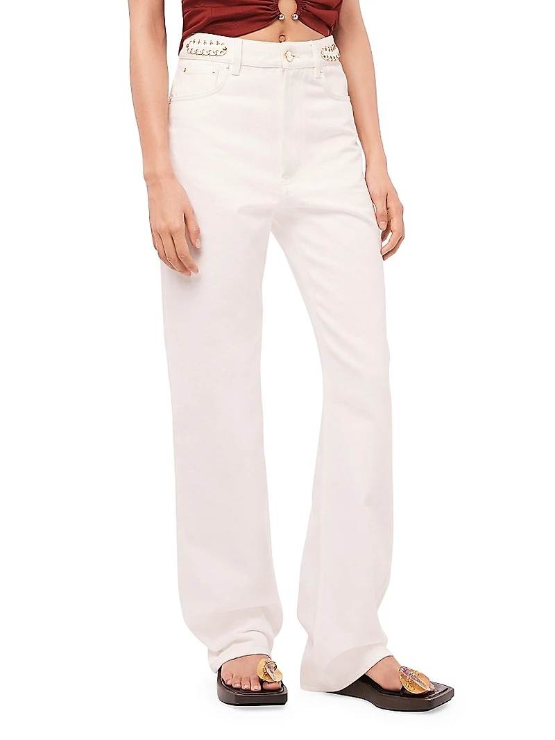 Embellished Mid-Rise Slim Jeans