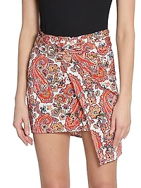Paisley Wrap-Effect Miniskirt